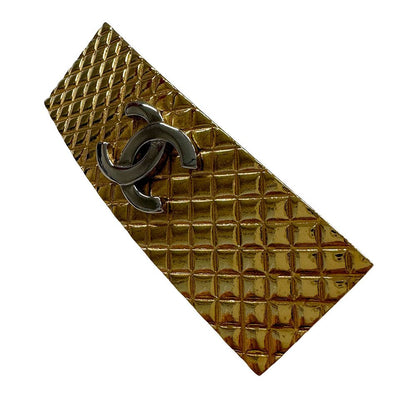Chanel Valletta Women'S Brand Metal Matelasse Coco Mark Gold Hair Clip Stylish