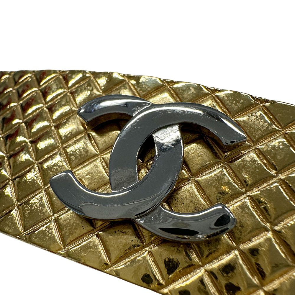 Chanel Valletta Women'S Brand Metal Matelasse Coco Mark Gold Hair Clip Stylish