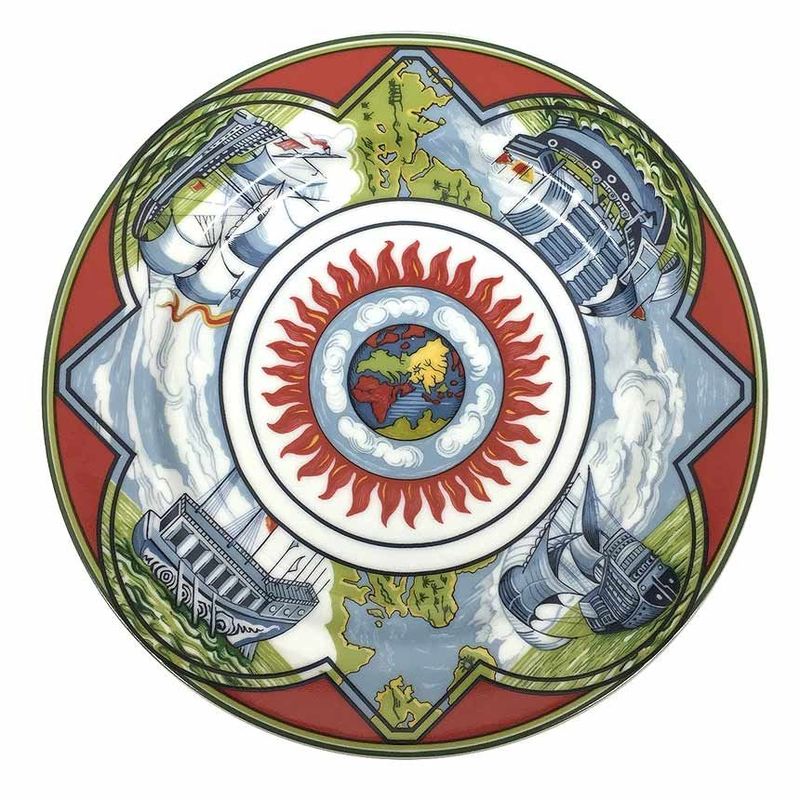 Sale Hermes Patchwork Trade Wind 21cm (8.27in) Plate Single Item Aq7352