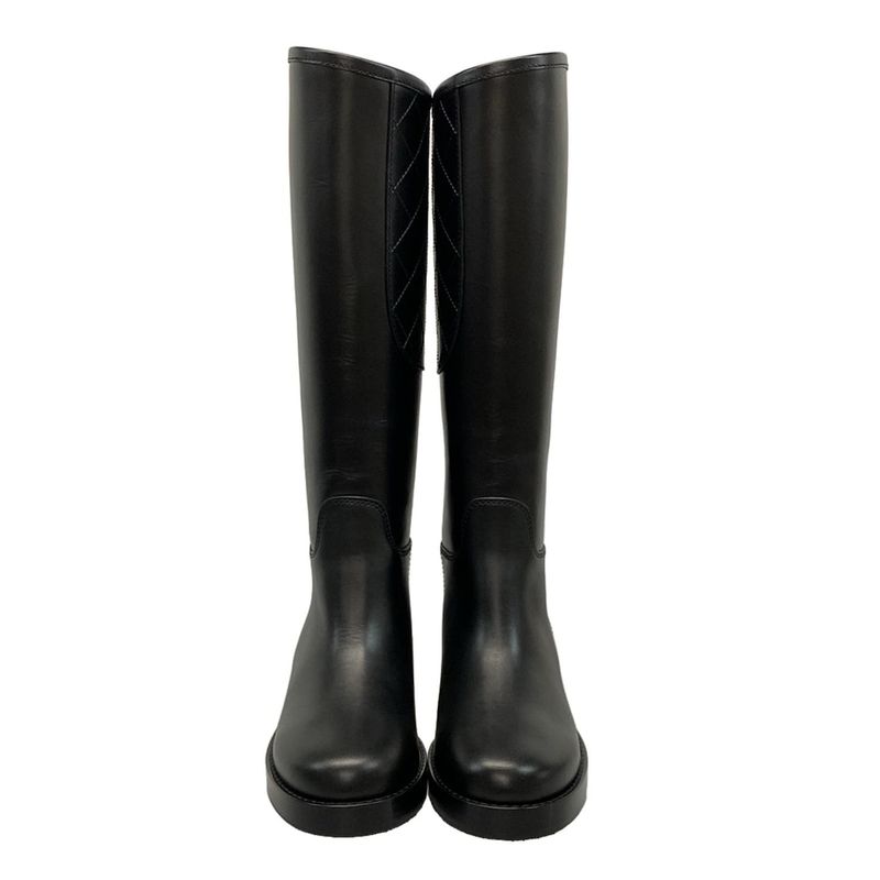 Chanel Long Boots 38 C Women's High Boots G39212 Black Coco Mark Quilted