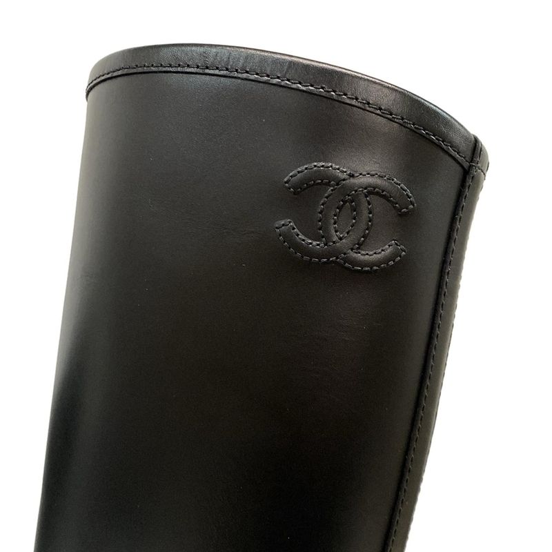 Chanel Long Boots 38 C Women's High Boots G39212 Black Coco Mark Quilted