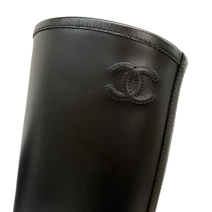 Chanel Long Boots 38 C Women's High Boots G39212 Black Coco Mark Quilted