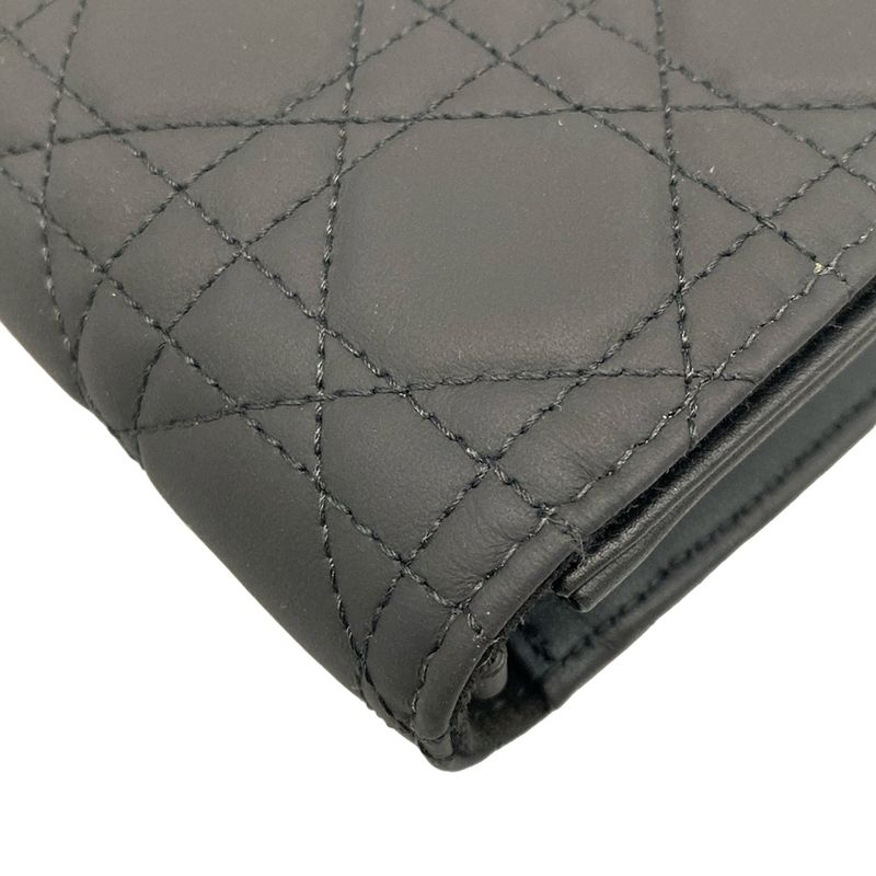 DIOR Christian Dior Wallet Lady Dior S0204onmj Black Chain Wallet Black