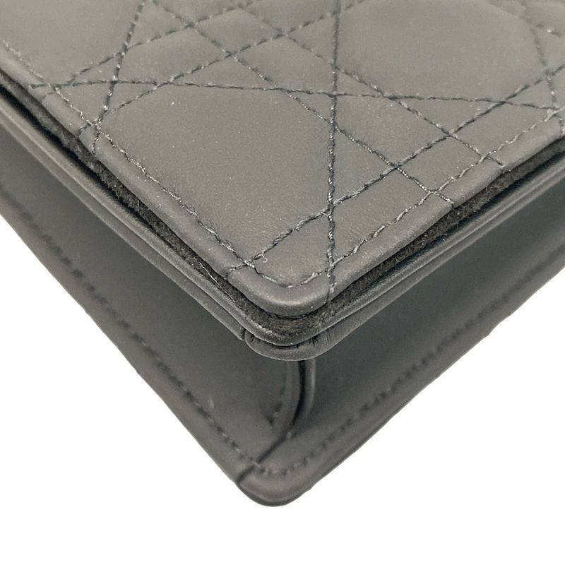 DIOR Christian Dior Wallet Lady Dior S0204onmj Black Chain Wallet Black