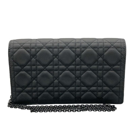DIOR Christian Dior Wallet Lady Dior S0204onmj Black Chain Wallet Black