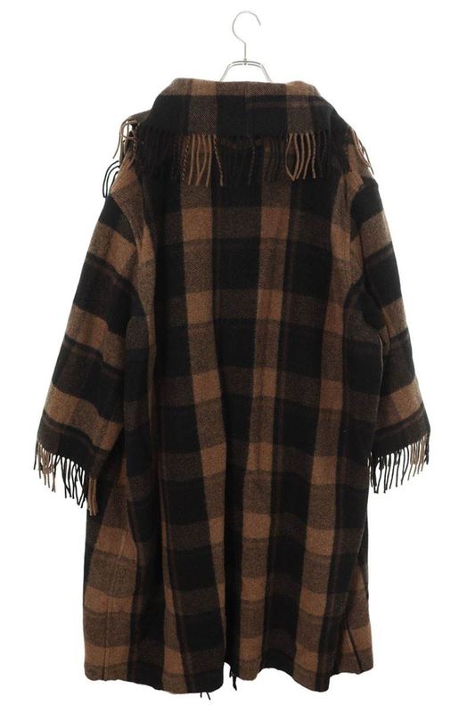 Balenciaga 661436 Tku30 Fringe Check Blanket Coat Men's 1