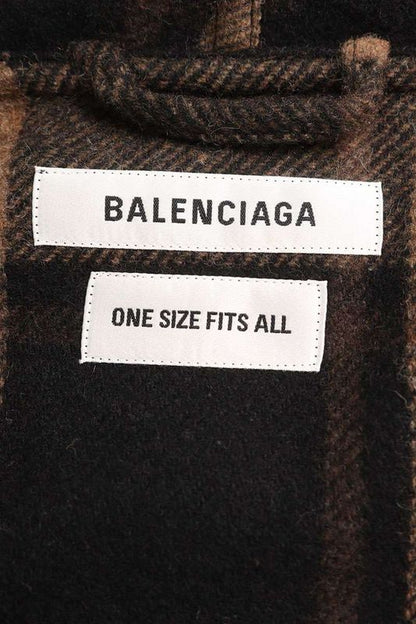 Balenciaga 661436 Tku30 Fringe Check Blanket Coat Men's 1