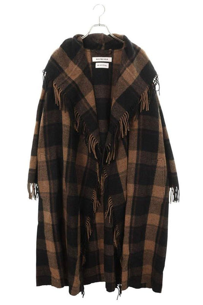 Balenciaga 661436 Tku30 Fringe Check Blanket Coat Men's 1