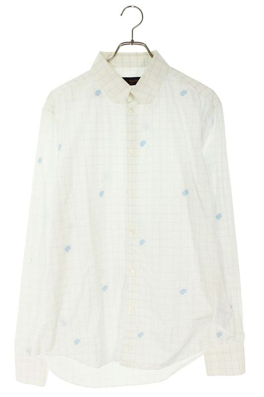 Louis Vuitton 21SS Rm211q ZKS Hks41w Logo Print Block Check Long Sleeve Shirt