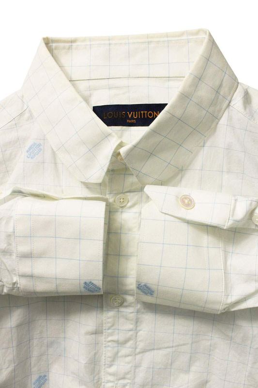 Louis Vuitton 21SS Rm211q ZKS Hks41w Logo Print Block Check Long Sleeve Shirt