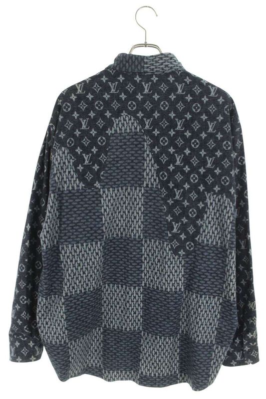 Louis Vuitton 20AW Rm202m VJI Hjs02w Monogram Wave Giant Damier Flannel Long