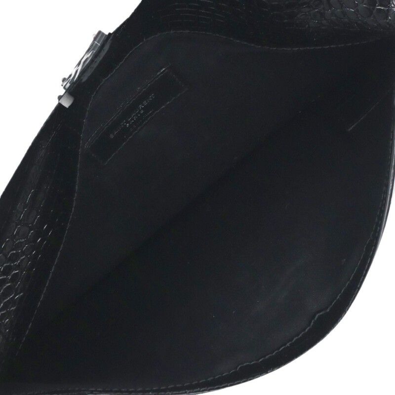 Saint Laurent Paris Logo Plate Croc Embossed Clutch Bag Men's