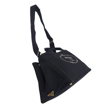 Prada Bag Women'S Brand Tote Bag Shoulder Bag 2way Canvas Canapa L Black Large
