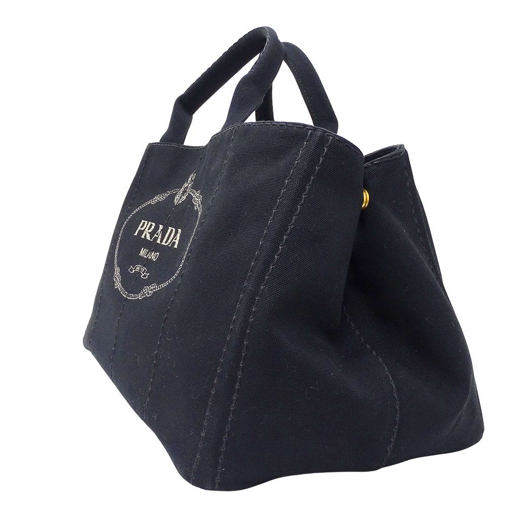 Prada Bag Women'S Brand Tote Bag Shoulder Bag 2way Canvas Canapa L Black Large