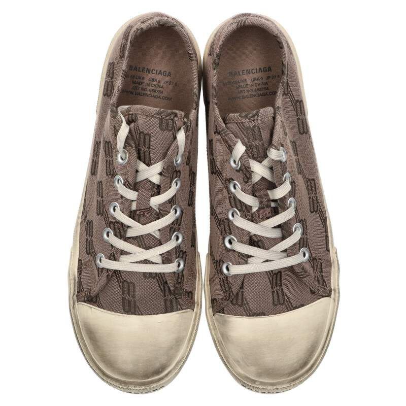 Balenciaga 688754 Paris LOW Damaged Canvas Low Cut Sneakers Men's 42