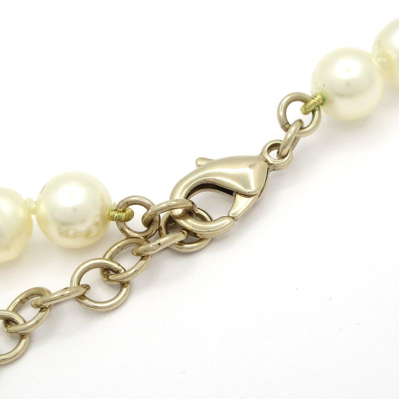 Chanel Necklace Coco Mark White×gold×clear Long Necklace