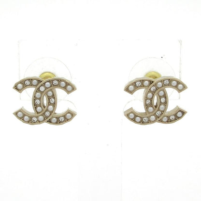 Chanel Earrings Coco Mark Gold X Clear X White