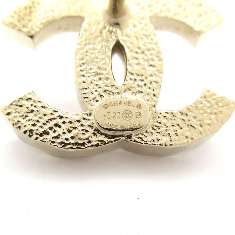 Chanel Earrings Coco Mark Gold X Clear X White