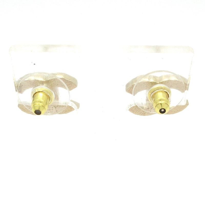 Chanel Earrings Coco Mark Gold X Clear X White