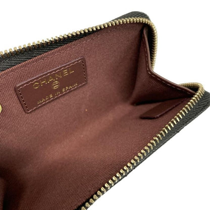 Chanel Coin Case Matelasse Black Gold Hardware L-shape Zipper With Key Ring