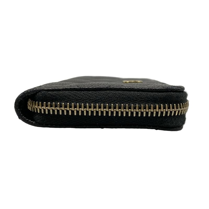 Chanel Coin Case Matelasse Black Gold Hardware L-shape Zipper With Key Ring