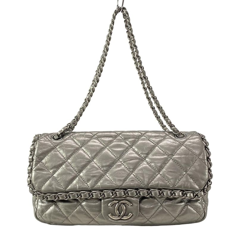 Chanel Shoulder Bag Single Flap Matelasse Chain Me A50599 Silver Chain Shoulder
