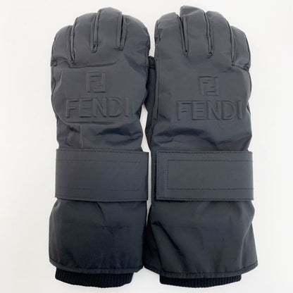 Fendi Embossed Ff Fendi Logo Gloves Black L Size Nylon