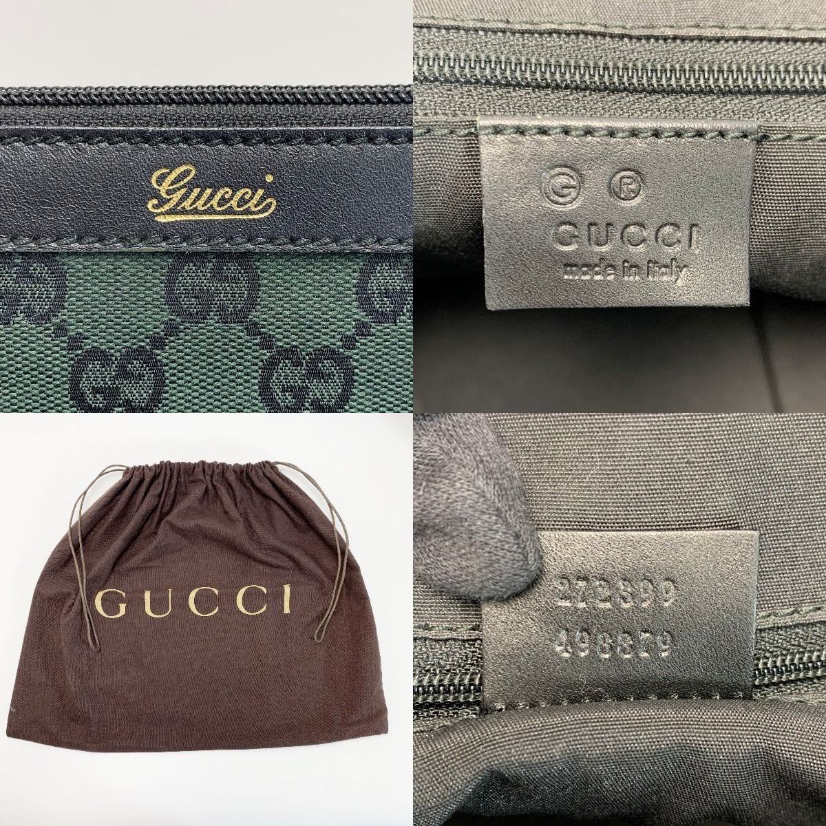 Gucci Handbag Canvas 272399 Dark Green Gold Hardware Ladies