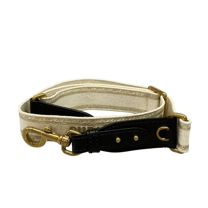DIOR Christian Dior Shoulder Strap - Ivory Gold And Black Leather