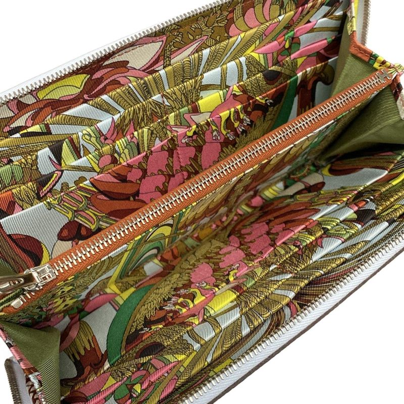 Hermes Azap Long Silk-in Blue Brume Round Zipper Long Wallet