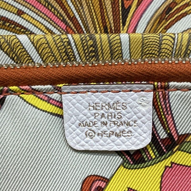 Hermes Azap Long Silk-in Blue Brume Round Zipper Long Wallet