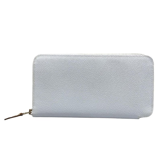 Hermes Azap Long Silk-in Blue Brume Round Zipper Long Wallet