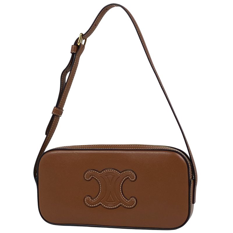 Celine Cuir Triomphe Camera Bag Handbag Shoulder Bag Leather Brown Women