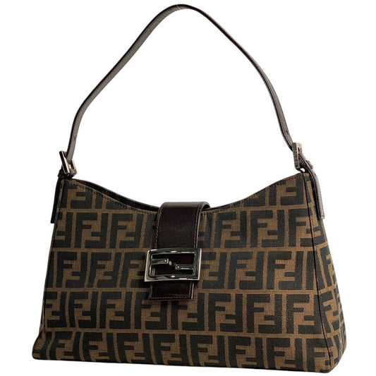 Fendi Zucca Pattern Shoulder Bag Handbag One Shoulder Bag Canvas Brown 16115