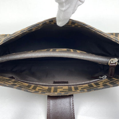 Fendi Zucca Pattern Shoulder Bag Handbag One Shoulder Bag Canvas Brown 16115