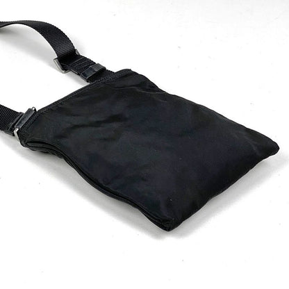 Prada Logo Plate Shoulder Bag Crossbody Mini Shoulder Bag Nylon Nero (Black)