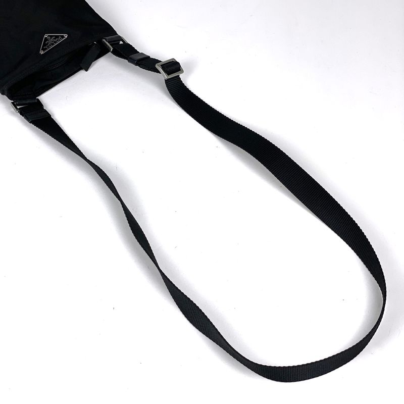 Prada Logo Plate Shoulder Bag Crossbody Mini Shoulder Bag Nylon Nero (Black)