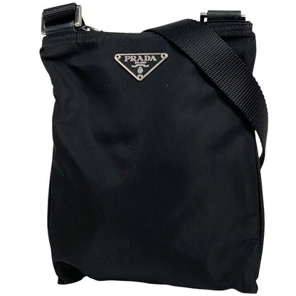 Prada Logo Plate Shoulder Bag Crossbody Mini Shoulder Bag Nylon Nero (Black)