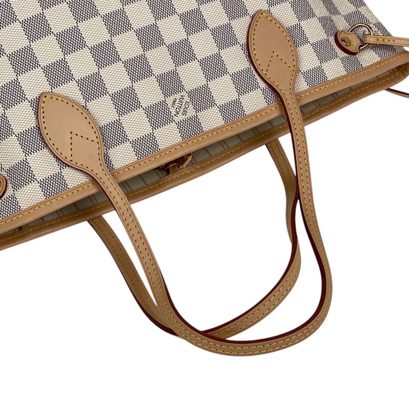 Louis Vuitton Neverfull PM Handbag Tote Bag Damier Azure White N41362 Women