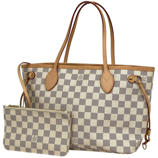 Louis Vuitton Neverfull PM Handbag Tote Bag Damier Azure White N41362 Women