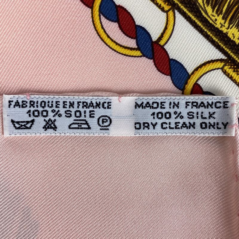 Hermes Carré 90 Poste Et Cavalerie Sabre Decorated Bag Scarf Silk Pink Multicolo