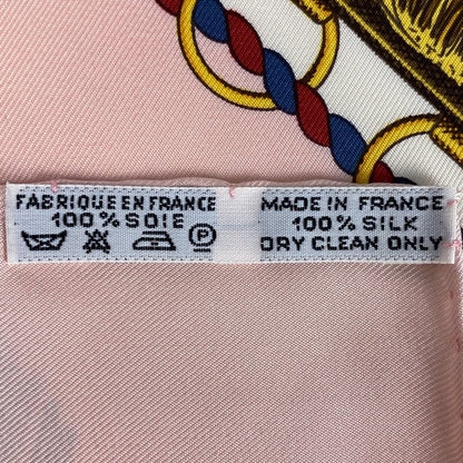Hermes Carré 90 Poste Et Cavalerie Sabre Decorated Bag Scarf Silk Pink Multicolo
