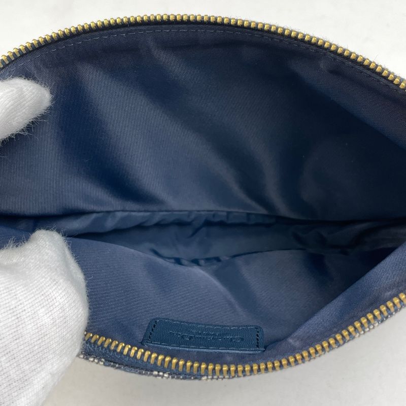 Christian Dior Trotter Pattern Saddle Bag One Shoulder Handbag Canvas Navy Women