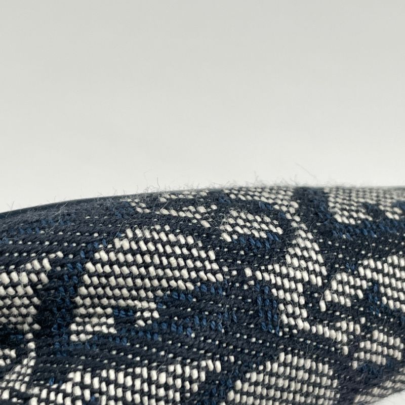 Christian Dior Trotter Pattern Saddle Bag One Shoulder Handbag Canvas Navy Women