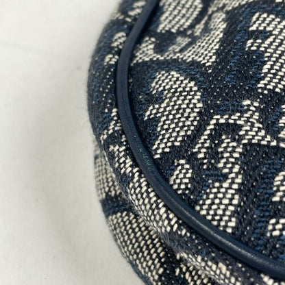 Christian Dior Trotter Pattern Saddle Bag One Shoulder Handbag Canvas Navy Women