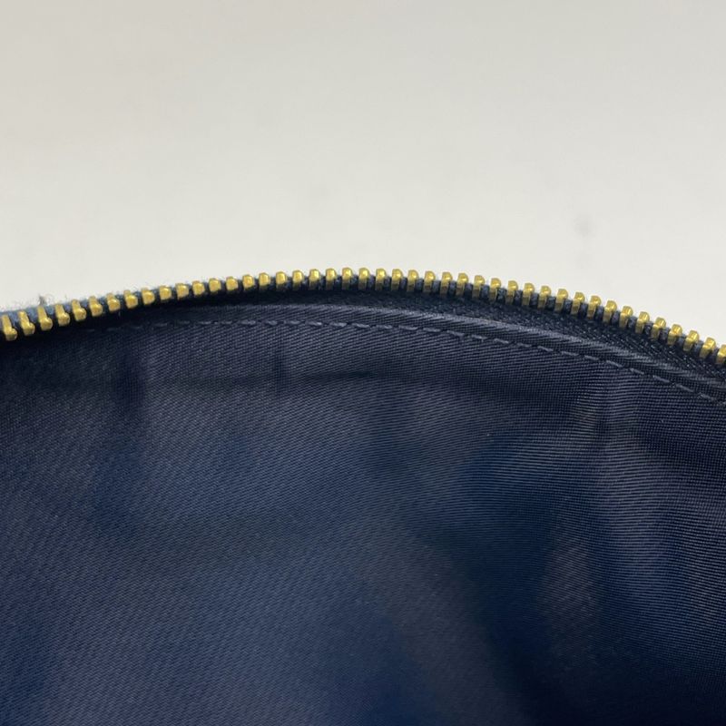 Christian Dior Trotter Pattern Saddle Bag One Shoulder Handbag Canvas Navy Women