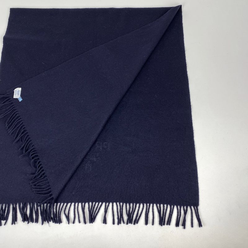 Prada Logo Shawl Beaded Scarf Shawl Wool Women
