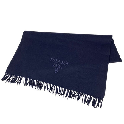Prada Logo Shawl Beaded Scarf Shawl Wool Women