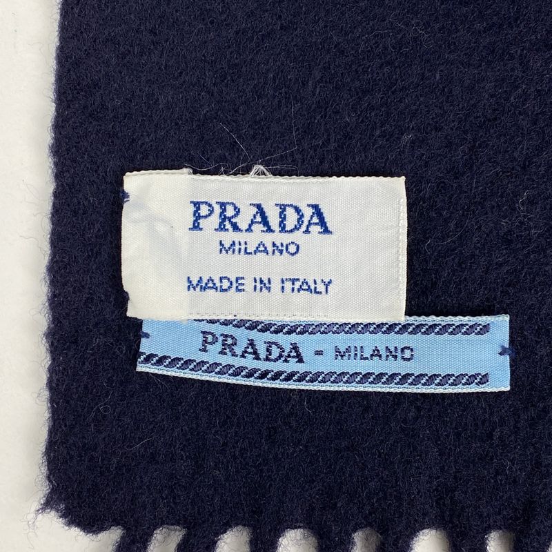 Prada Logo Shawl Beaded Scarf Shawl Wool Women