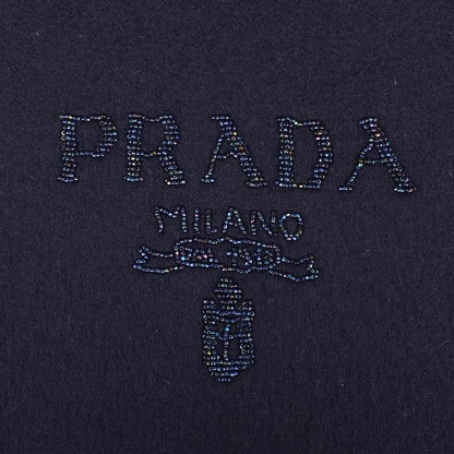 Prada Logo Shawl Beaded Scarf Shawl Wool Women